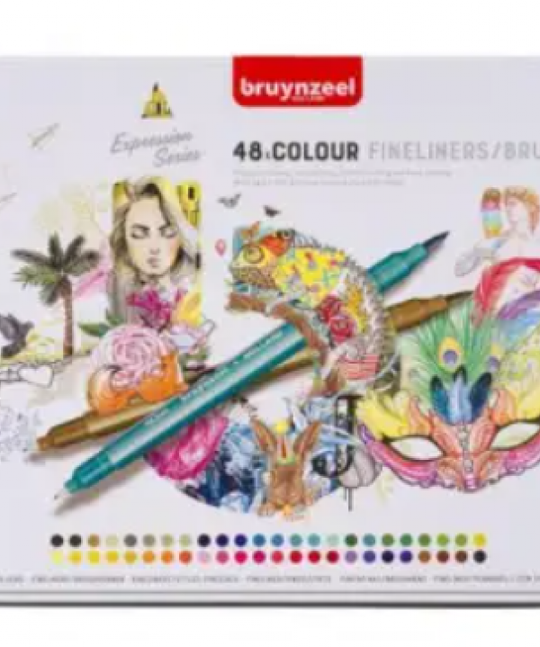 SET BRUYNZEEL FINELINERS+BRUSH 48 Colores Dos Punta