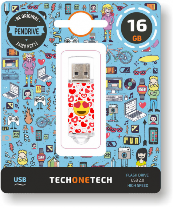 PENDRIVE USB 16 GB EMOJITECH HEART-EYES